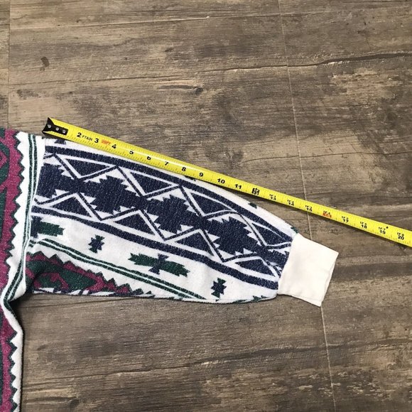 Vintage 90's Aztec Tribal All Over Print Faded Pullover Jeans Wear Medium - Picture 9 of 10
